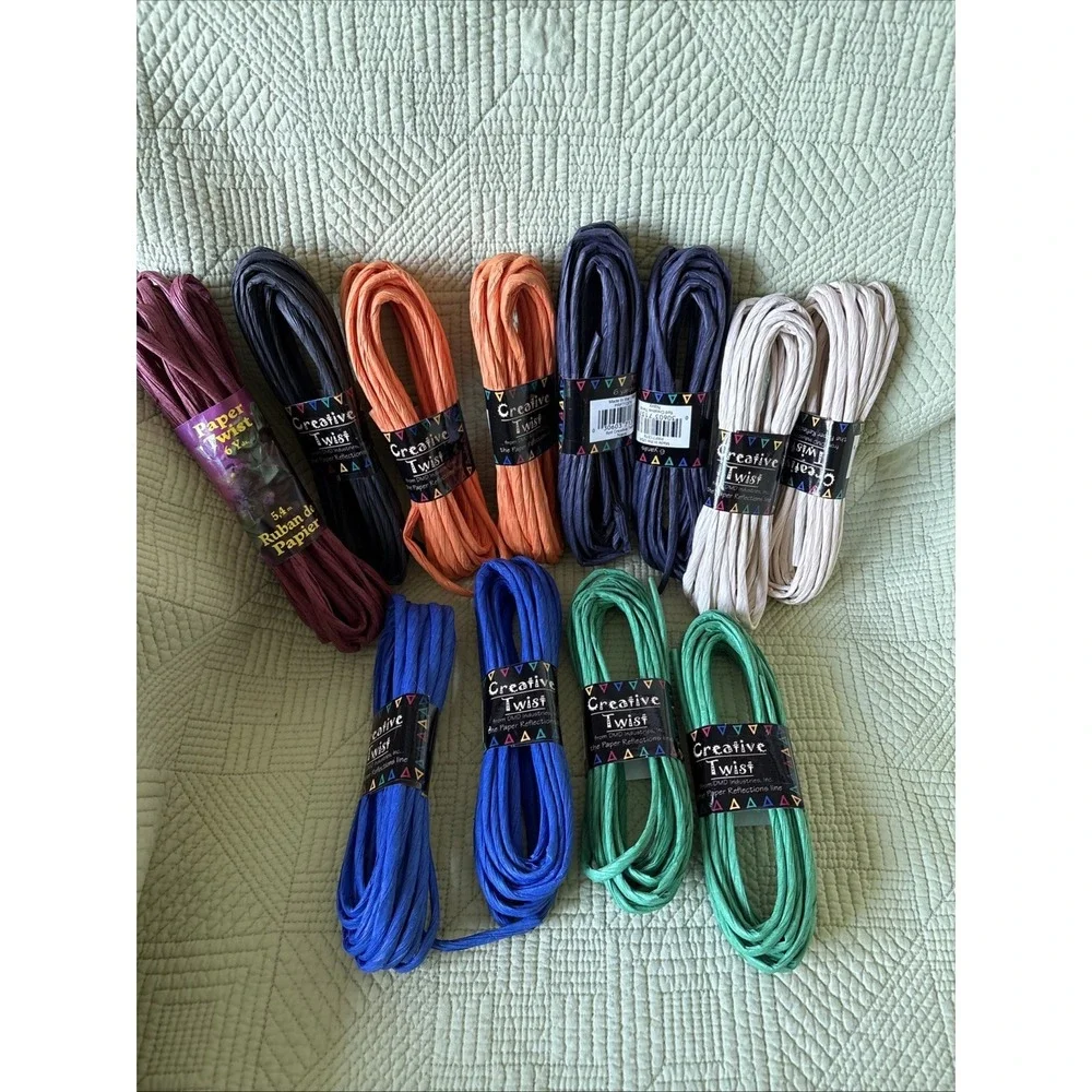 Vintage Creative Twist Paper Ribbon Lot of 12 Various Colors 6 Yards Each Crafts